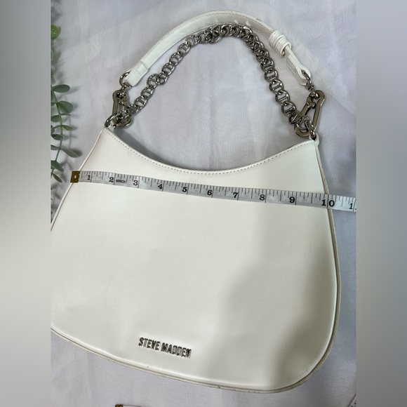 Steve Madden White Half Moon Crescent Chain Accent Y2K Shoulder Purse - Picture 11 of 14